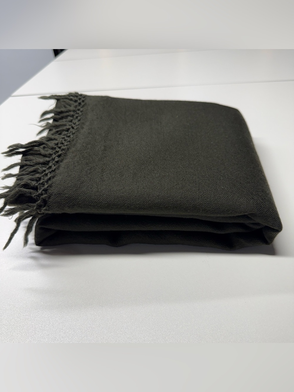 Nate Berkus Wool ONE Window Panel Olive Green Fringe 50x78" Lightweight